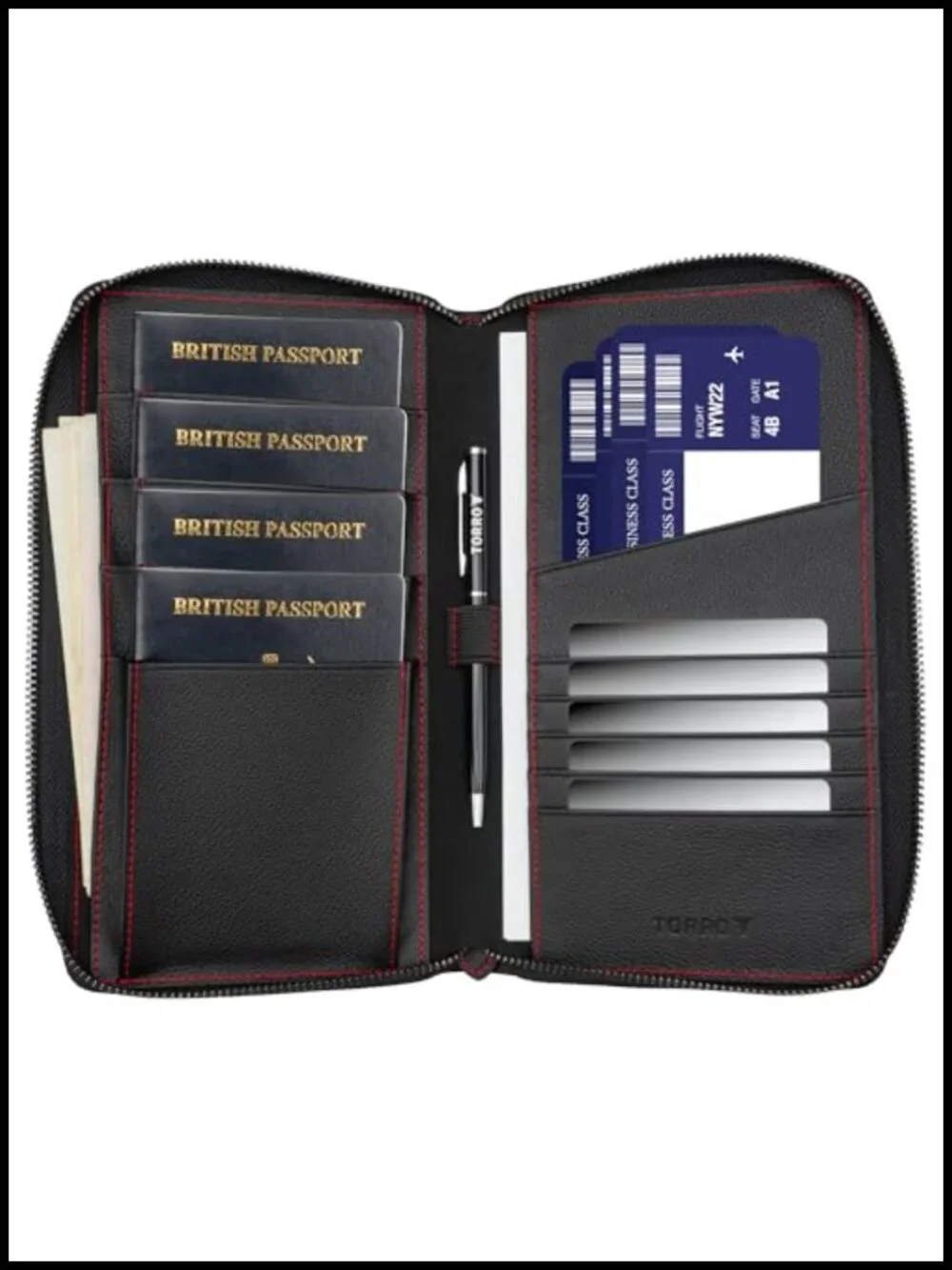 Premium Leather Family Travel Wallet RFID Blocking Passport Holder Organizer